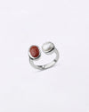 Minimalist Dual Coral Pearl Ring in 925 Sterling Silver