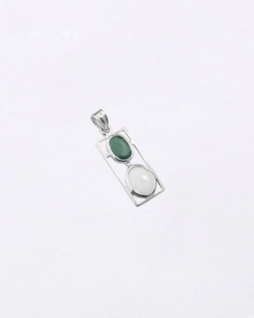 Dual Emerald Opal Pendant in 925 Silver