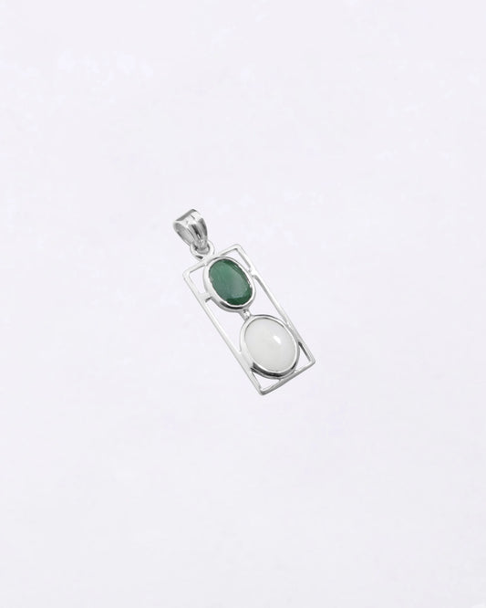 Dual Emerald Opal Pendant in 925 Silver
