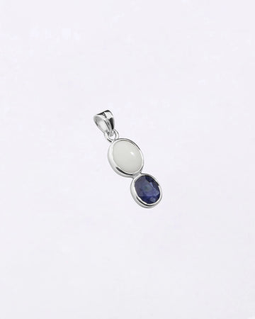 Dual Opal Blue Sapphire Pendant in 925 Silver