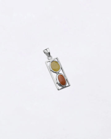 Dual Yellow Sapphire Coral Pendant in 925 Silver