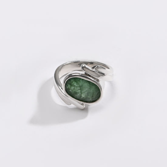 925 Silver Emerald (Panna) Ring - #1103B - Myra