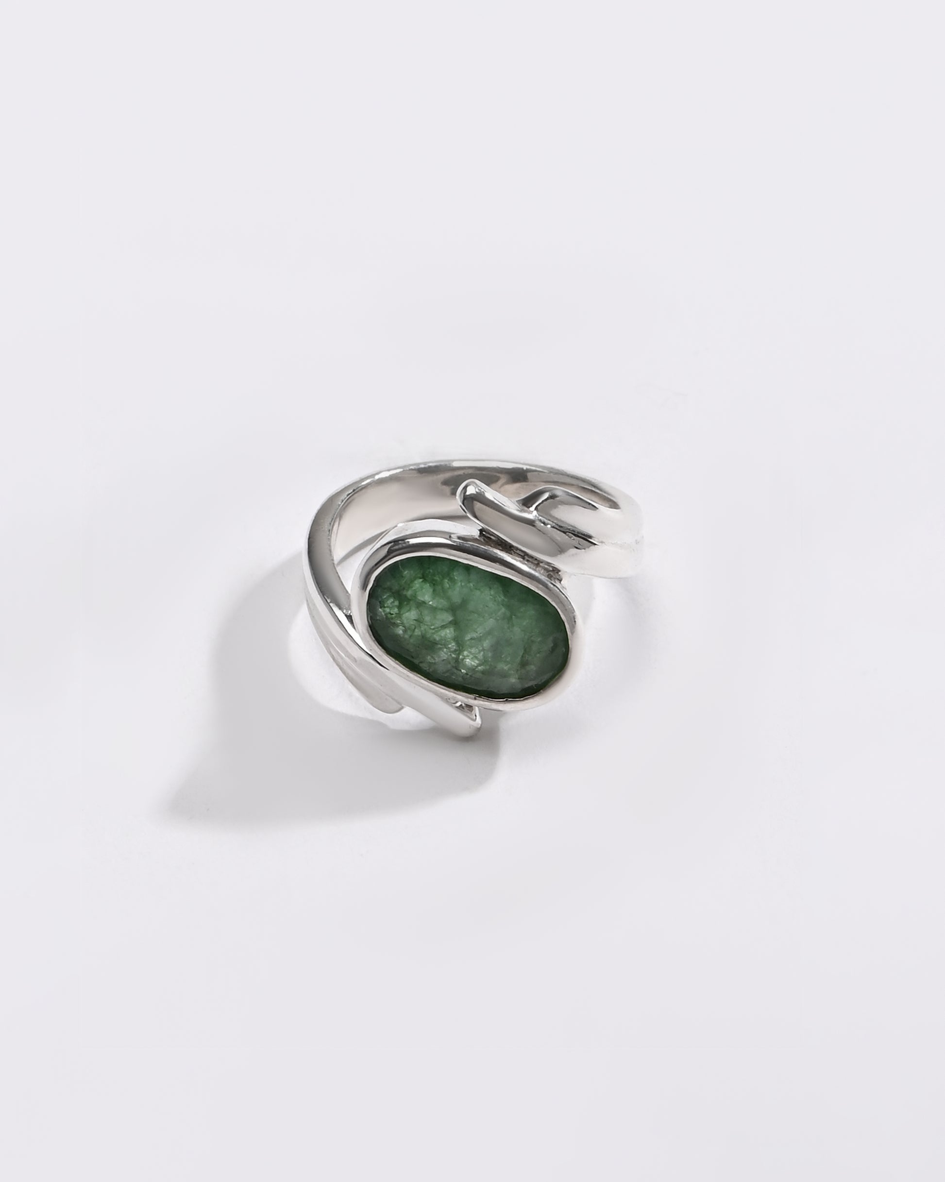 925 Silver Emerald (Panna) Ring - #1103B - Myra