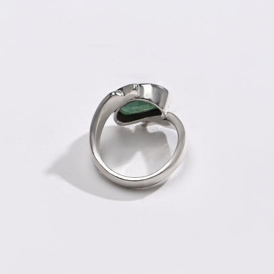 925 Silver Emerald (Panna) Ring - #1103B - Myra