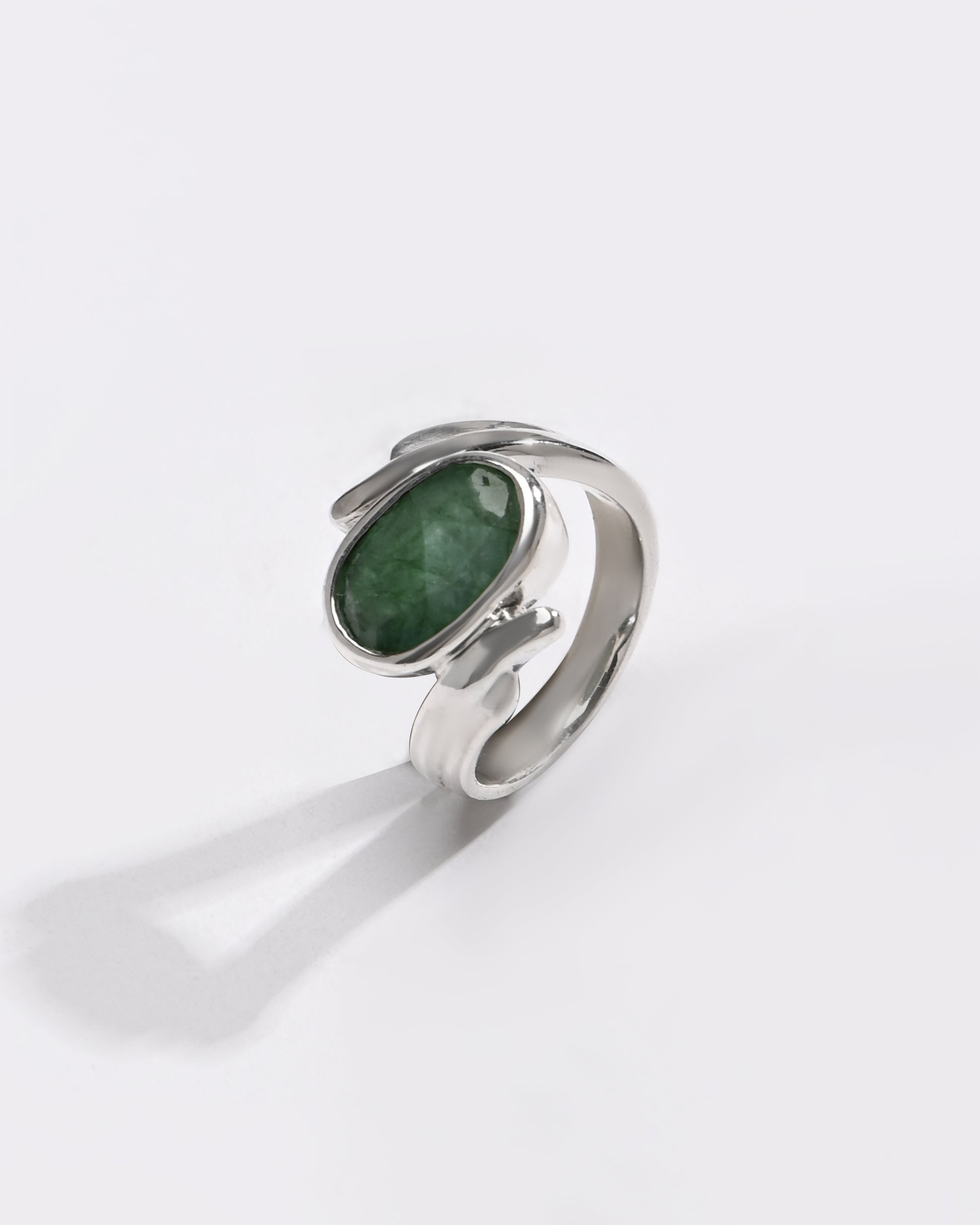 925 Silver Emerald (Panna) Ring - #1103B - Myra