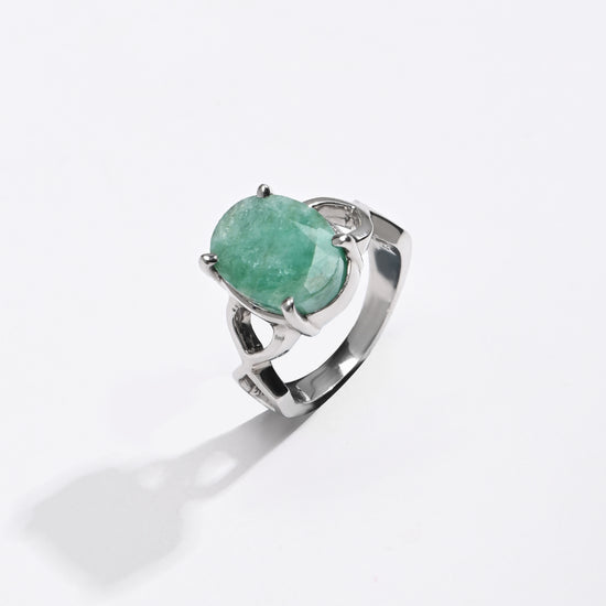 Grandeur Emerald (Panna) Ring – 925 Silver - #1105N4 - Myra