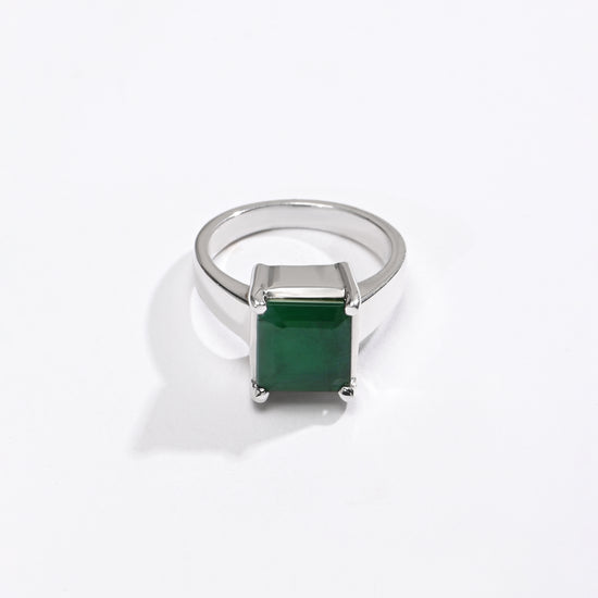 Sleek Emerald (Panna) Ring – 925 Silver - #1200N4 Sq - Myra