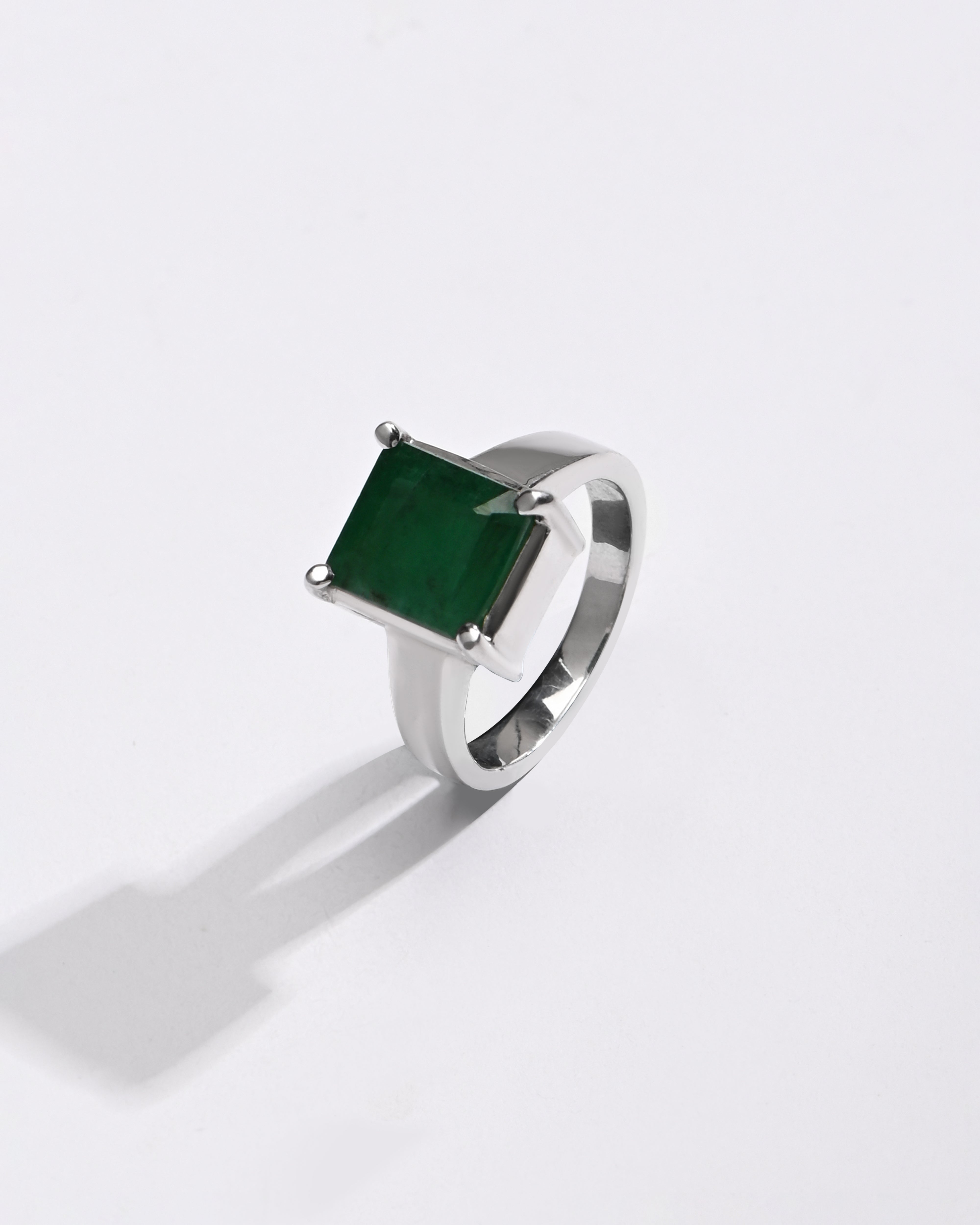 Natural Emerald (Panna) Ring in 925 Sterling Silver - Urja Sq