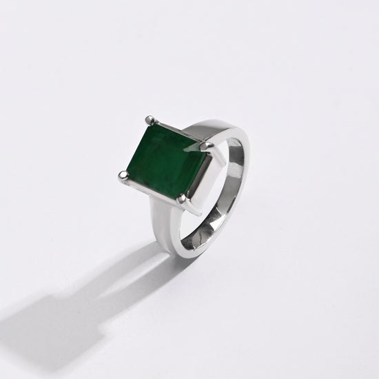 Sleek Emerald (Panna) Ring – 925 Silver - #1200N4 Sq - Myra
