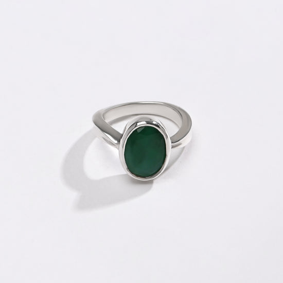 Velvet Hue Emerald (Panna) Ring – 925 Silver - #1201B - Myra
