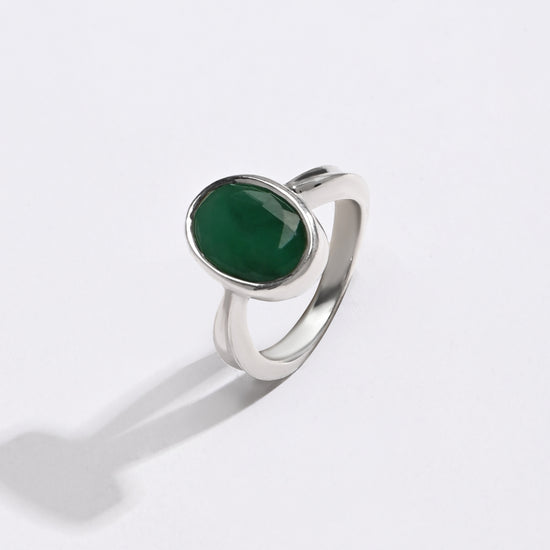 Velvet Hue Emerald (Panna) Ring – 925 Silver - #1201B - Myra