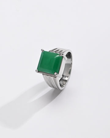 Vintage Emerald (Panna) Ring in 925 Sterling Silver - Urja Sq