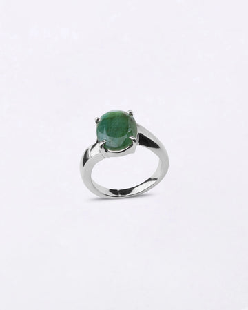Bold Emerald (Panna) Ring in 925 Sterling Silver - Urja