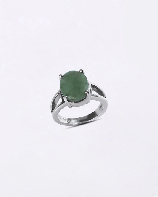 Ethereal Emerald (Panna) Ring in 925 Sterling Silver - Urja