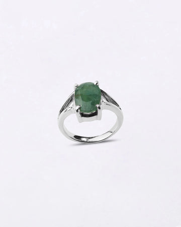 Harmony Emerald (Panna) Ring in 925 Sterling Silver - Urja