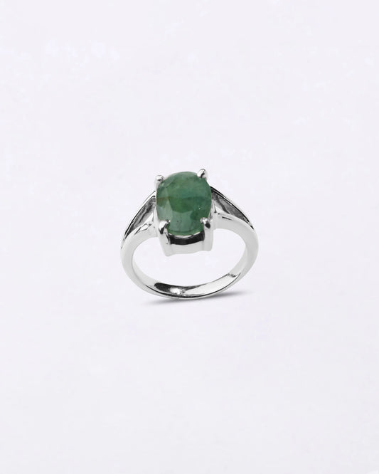 Harmony Emerald (Panna) Ring in 925 Sterling Silver - Urja
