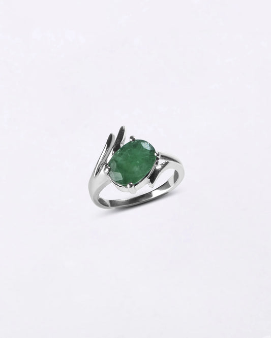 Iconic Emerald (Panna) Ring in 925 Sterling Silver - Urja