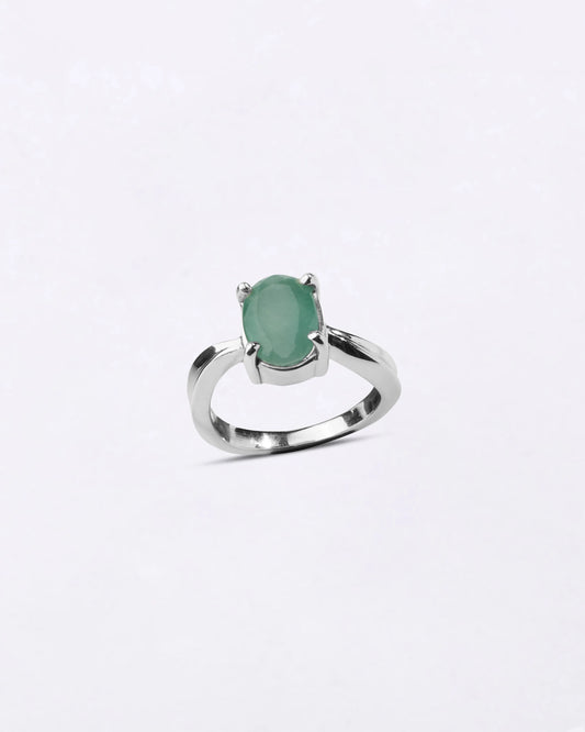 Elegant Emerald (Panna) Ring in 925 Silver - Urja