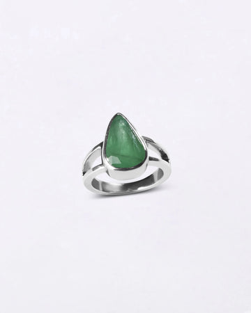 Ethereal Emerald (Panna) Ring in 925 Sterling Silver - Drop Shakti