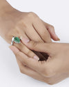 Modern Emerald (Panna) Ring in 925 Sterling Silver - Drop Delta