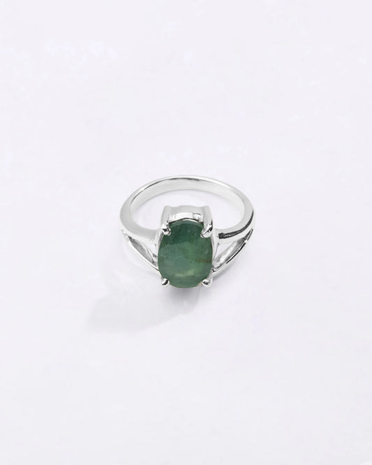Harmony Emerald (Panna) Ring in 925 Sterling Silver - Urja