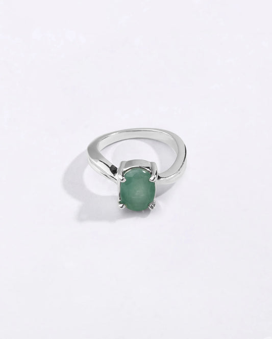 Elegant Emerald (Panna) Ring in 925 Silver - Urja