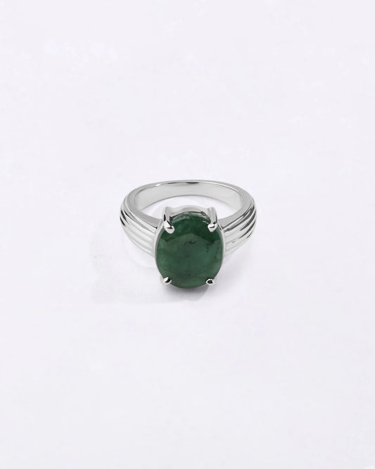 Prestige Emerald (Panna) Ring in 925 Sterling Silver - Urja