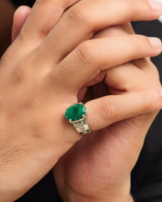 Royal Emerald (Panna) Ring in 925 Sterling Silver - Urja