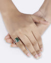 Ethereal Emerald (Panna) Ring in 925 Sterling Silver - Rectangular Urja