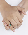 Affinity Emerald (Panna) Ring in 925 Sterling Silver - Rectangular Shakti