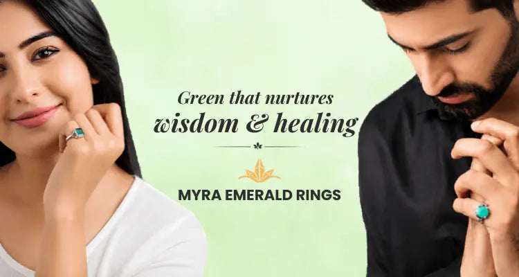 Myra Emerald Silver Rings for Men and Women
