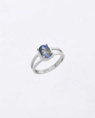 Ethereal Pitambari Neelam Ring in 925 Silver - Urja