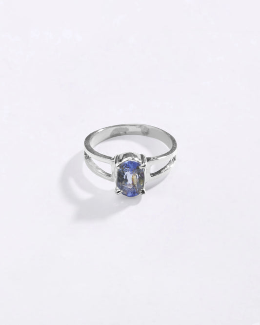 Ethereal Pitambari Neelam Ring in 925 Silver - Urja