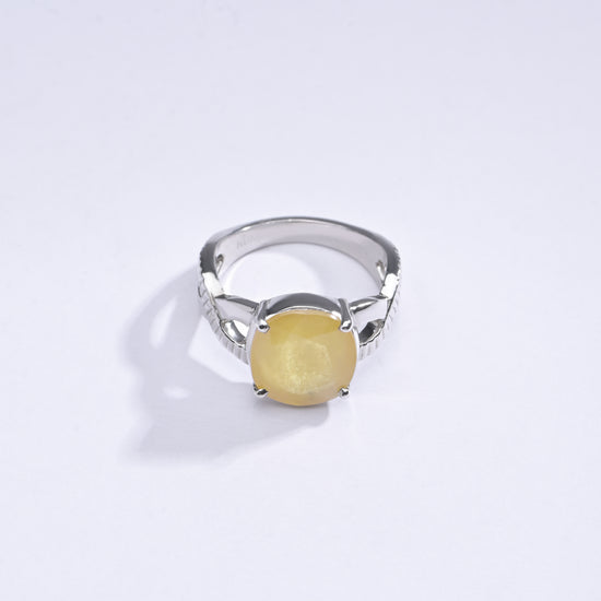 Natural Yellow Sapphire (Pukhraj) Ring in 925 Silver – #1104N4 - Myra