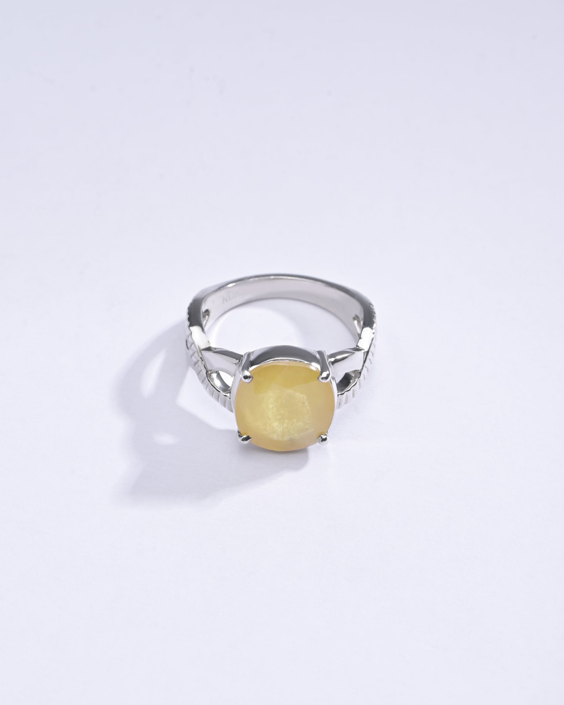 Natural Yellow Sapphire (Pukhraj) Ring in 925 Silver – #1104N4 - Myra