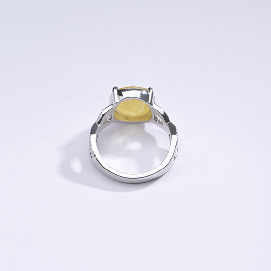Natural Yellow Sapphire (Pukhraj) Ring in 925 Silver – #1104N4 - Myra