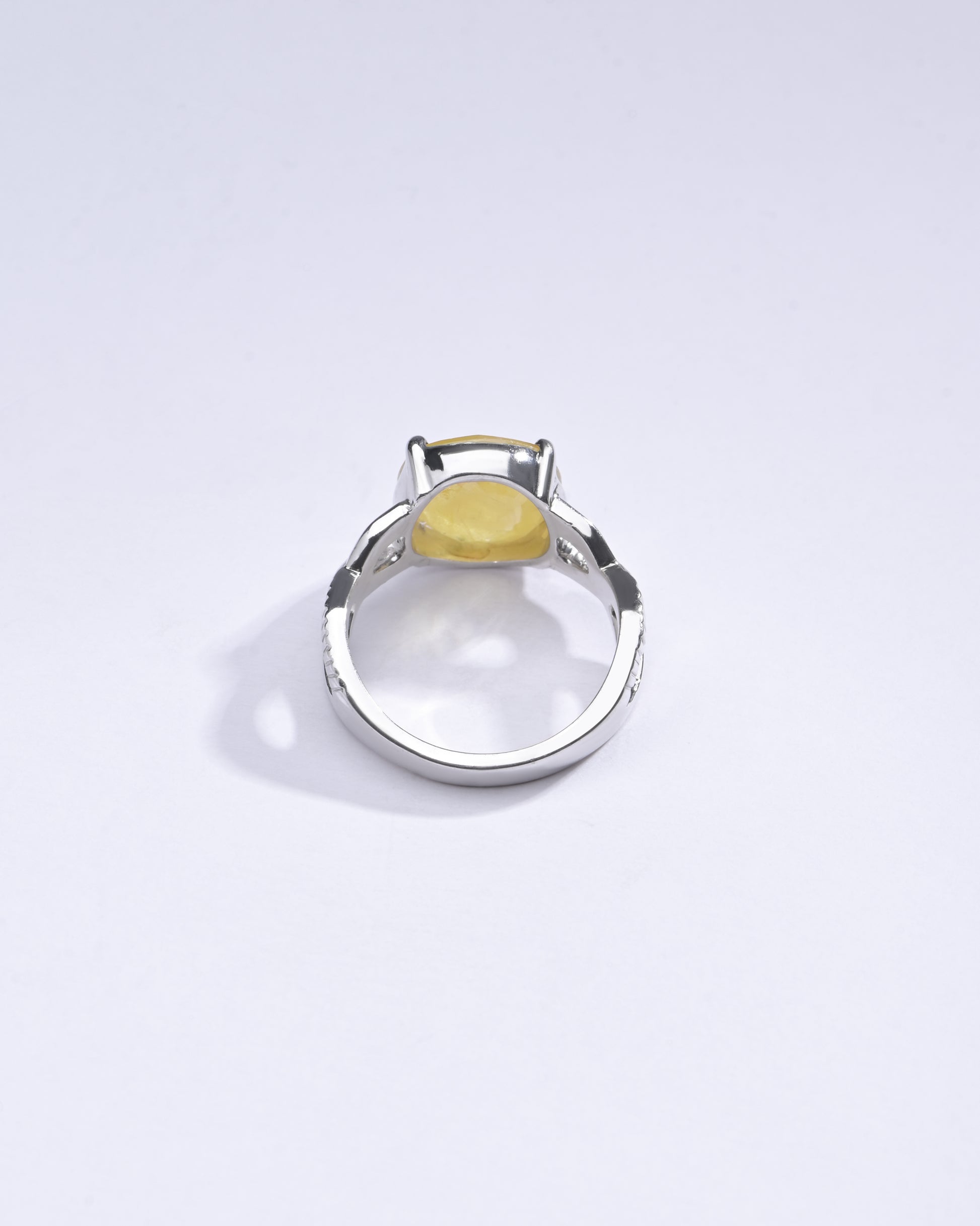 Natural Yellow Sapphire (Pukhraj) Ring in 925 Silver – #1104N4 - Myra