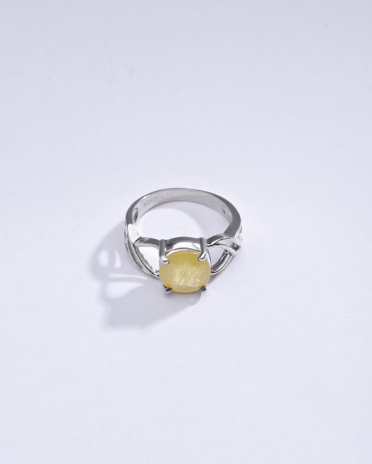 Classic Yellow Sapphire (Pukhraj) Ring in Silver – #1131N4 - Myra