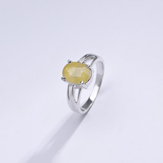 Authentic Yellow Sapphire (Pukhraj) Ring in 925 Silver - #1242N4 - Myra