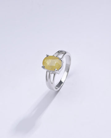 Authentic Yellow Sapphire (Pukhraj) Ring in 925 Silver - #1242N4 - Myra