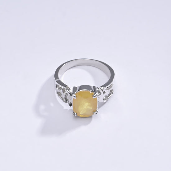 Royal Yellow Sapphire Stone Silver Ring from Myra Gems