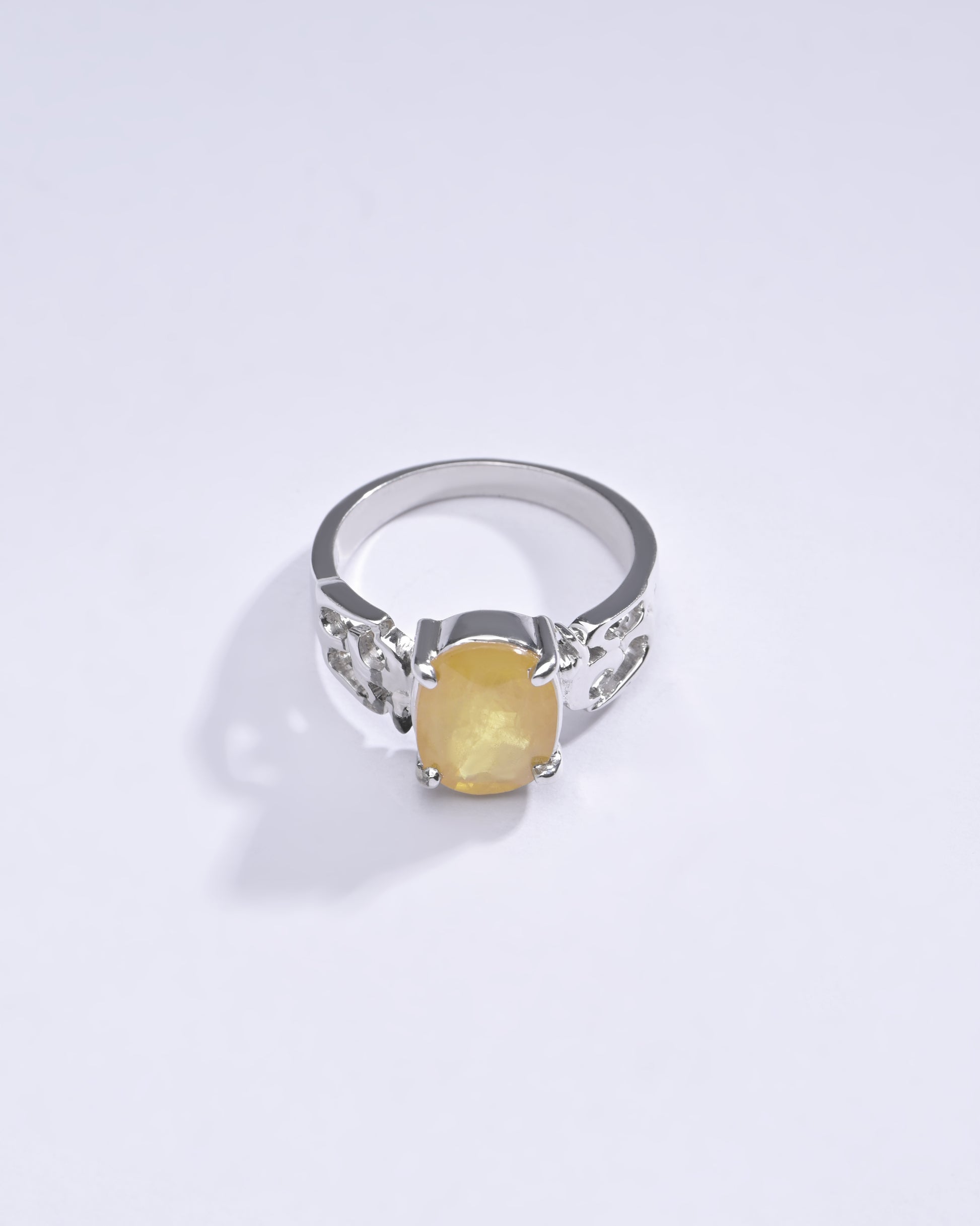 Royal Yellow Sapphire Stone Silver Ring from Myra Gems