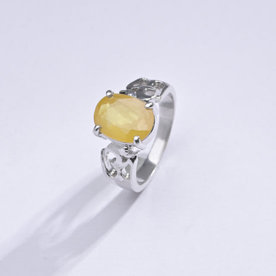 Royal Yellow Sapphire Stone Silver Ring from Myra Gems