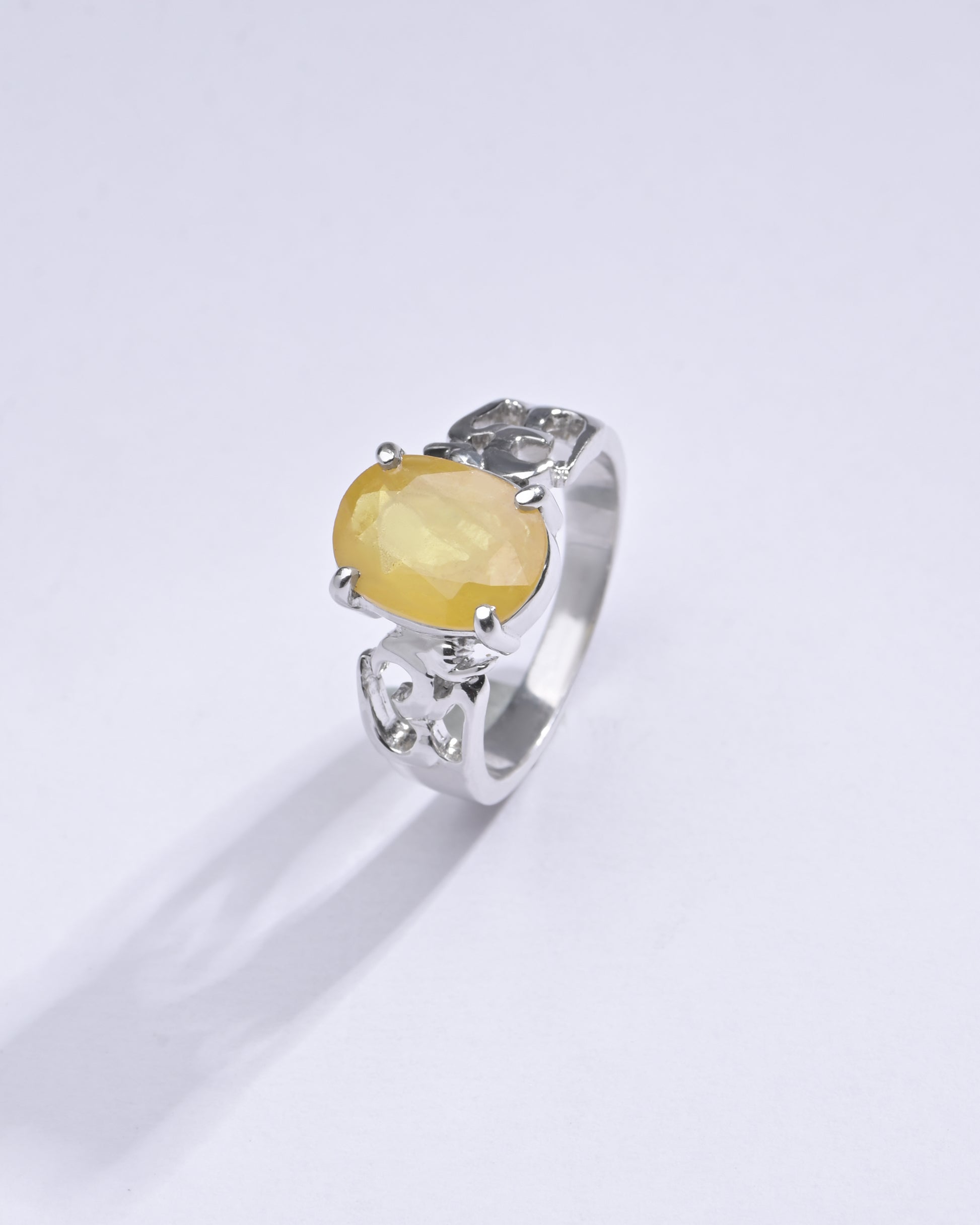 Royal Yellow Sapphire Stone Silver Ring from Myra Gems