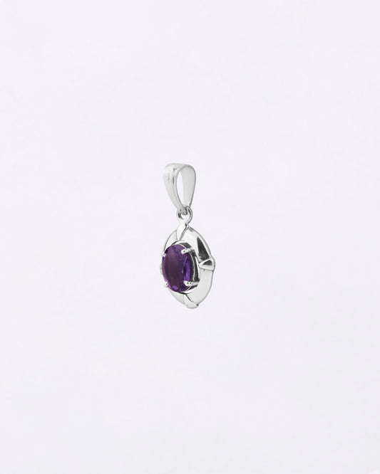 Moonlit Crown Amethyst Pendant in 925 Silver