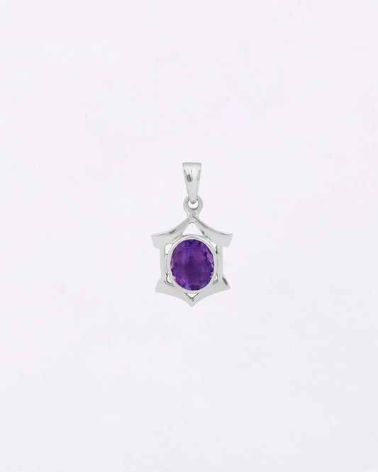 Hexa Edge Amethyst Pendant in 925 Silver