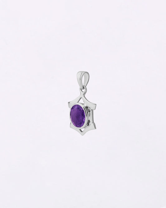 Hexa Edge Amethyst Pendant in 925 Silver