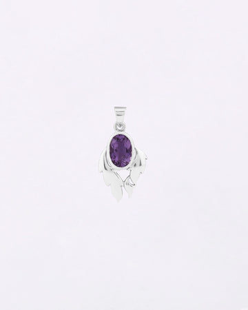 Luna Leaf Amethyst Pendant in 925 Silver