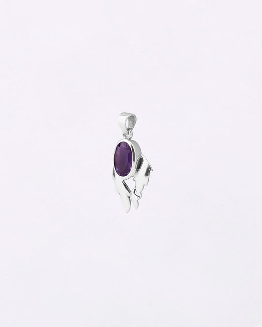 Luna Leaf Amethyst Pendant in 925 Silver