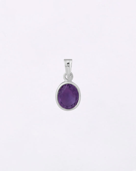Plain Amethyst Pendant in 925 Silver